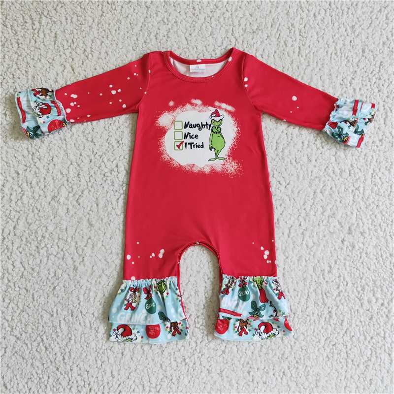 christmas romper grinch girls jumsuit kids clothes