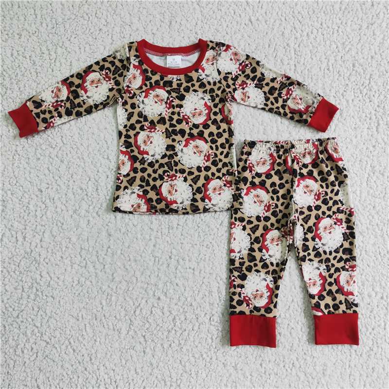 Santa Claus Christmas pajamas suit girls outfits winter kids clothes