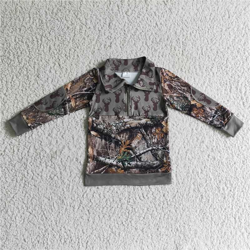 deer boys match girl pullover camo shirt kids clothes