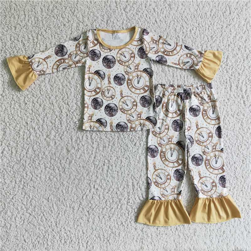 happy new year pajamas 2 pieces girls outfits kids clothes