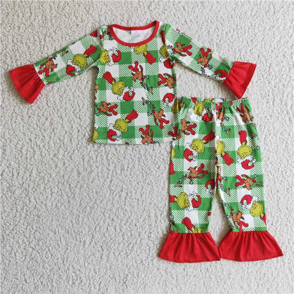 Christmas pajamas suit silbing boy match girl sleep grinch outfits kids clothes