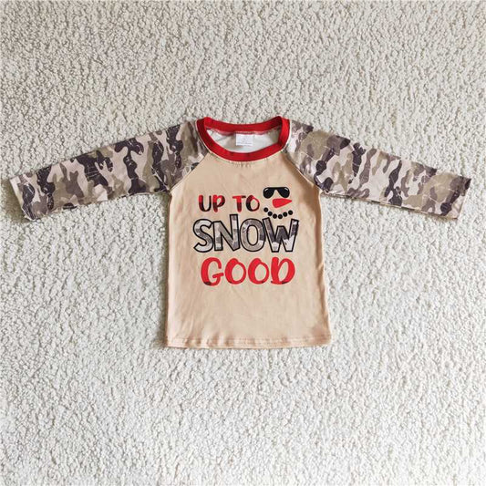 up to snow good christmas boys long sleeve camo shirt kids clothes