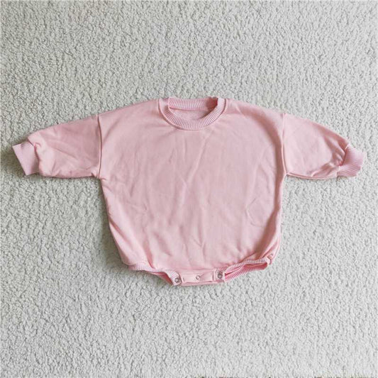 pink cotton bubble long sleeve baby romper