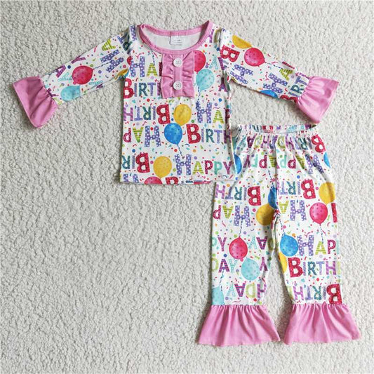 Happy birthday girl pajamas outfits kids clothes