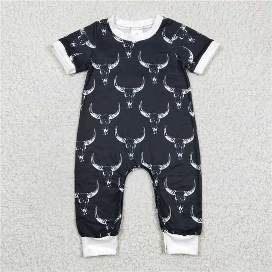 cow boys rompers with hidden buckle