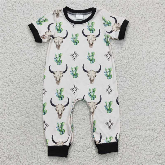 cow cactus boys rompers with hidden buckle