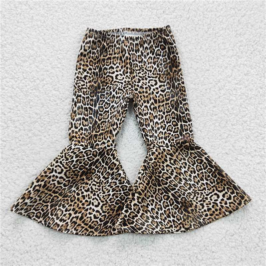 leopard leather bell pants girls trousers