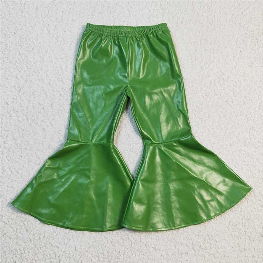 green leather bell pants girls trousers