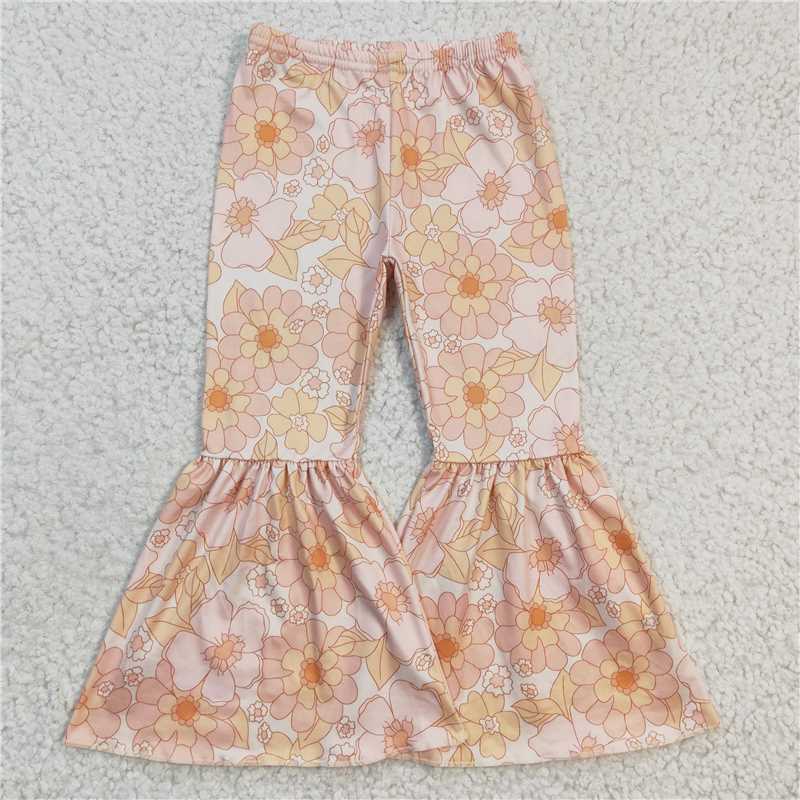 multi pattern bell pants milk silk girls trousers