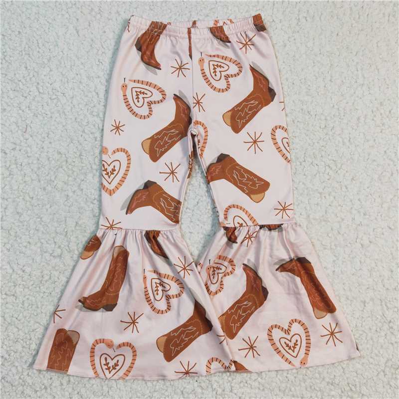 multi pattern bell pants milk silk girls trousers