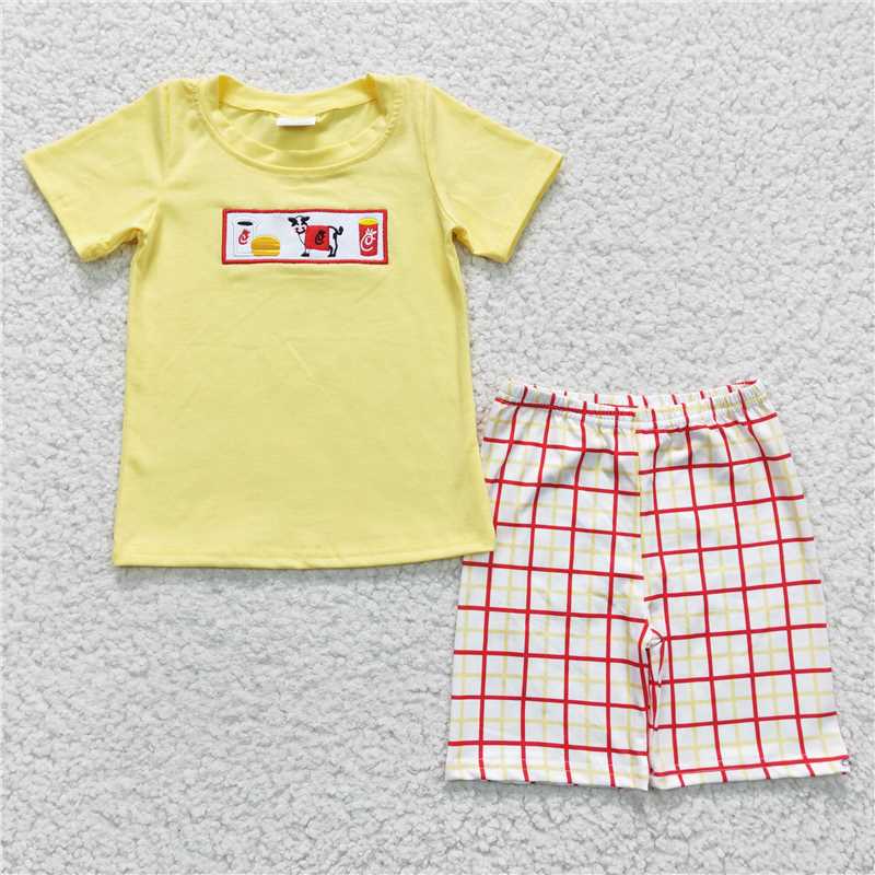 embroidered chick cow boys summer sets