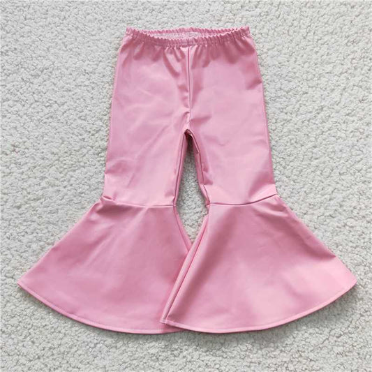 pink leather bell pants girls trousers