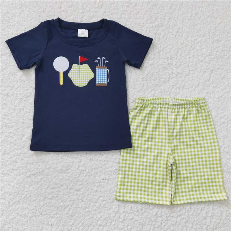 embroidered golf boys summer sets