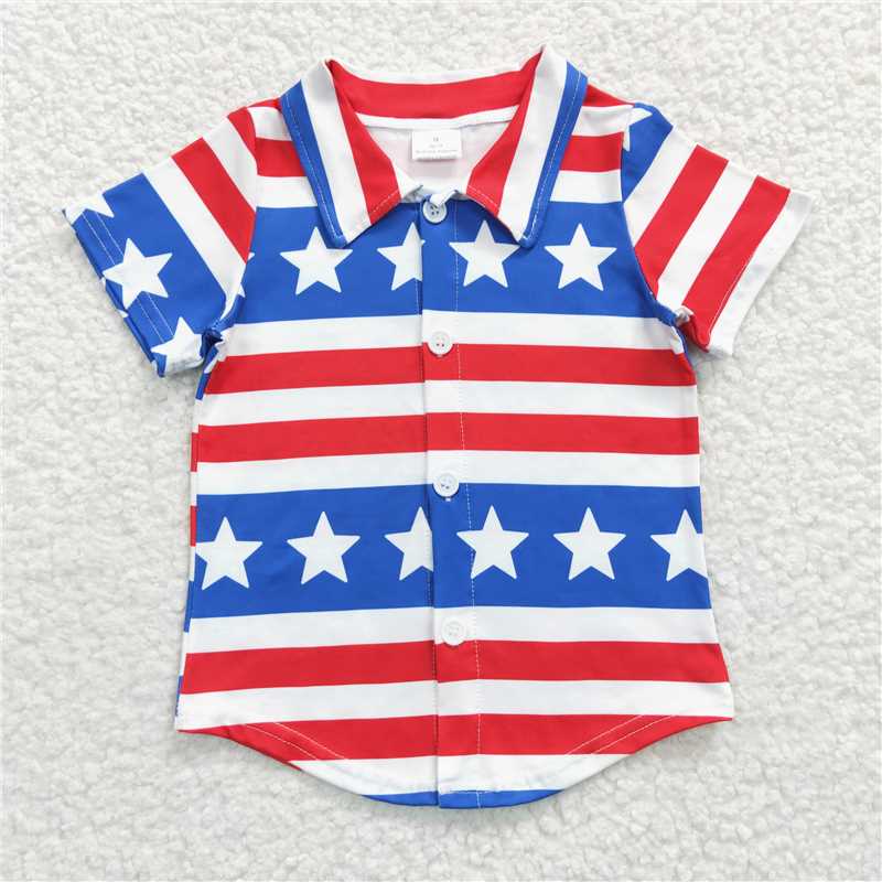 July 4th sleeve shirt boys summer top kids clothes