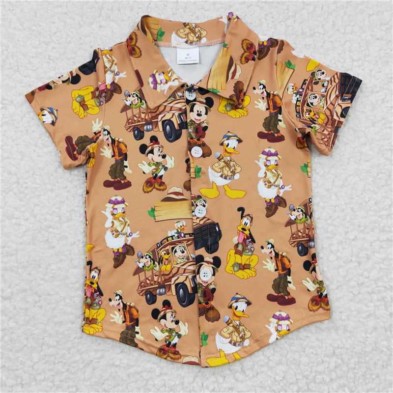 cartoon short sleeve shirt boys summer button top