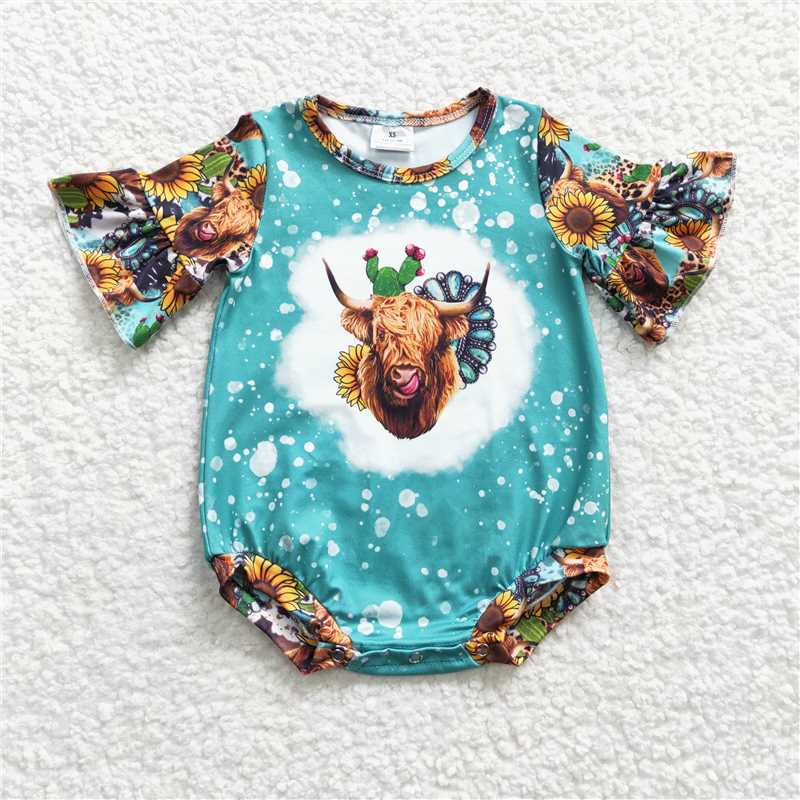 highland cow baby kids rompers boys bubbles