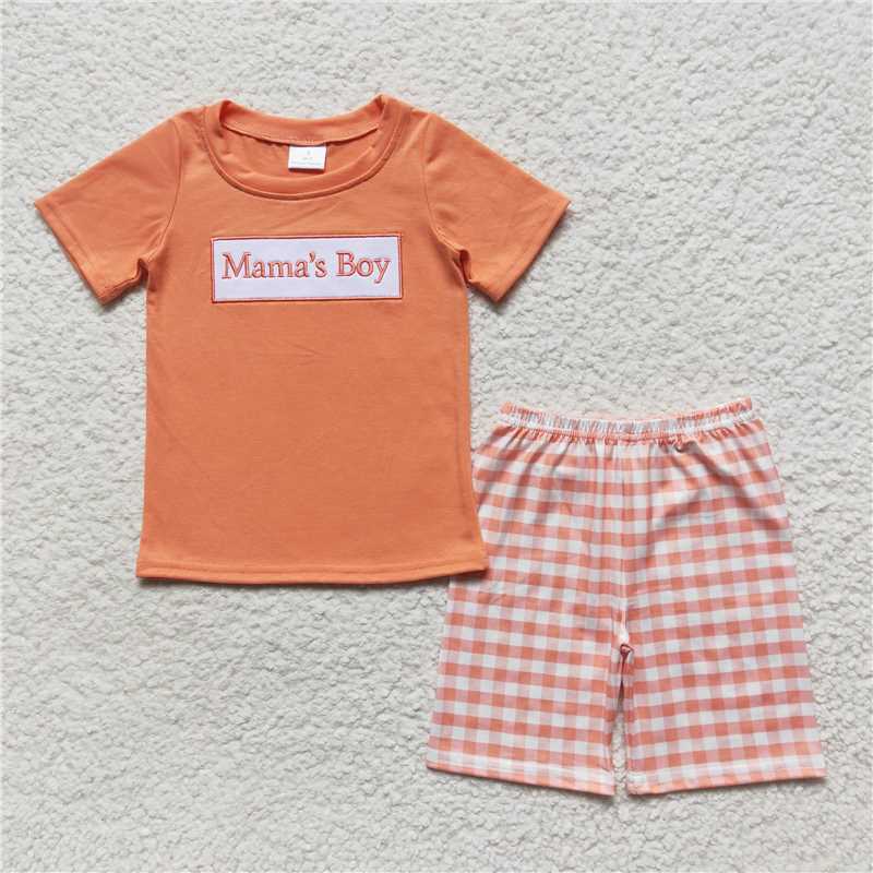 embroidered mama's boy boys summer sets