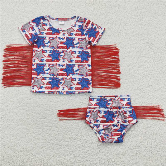 GBO0082 July 4th Girls baby bummies sets