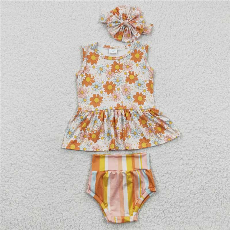 GBO0106 floral Girls baby bummies sets