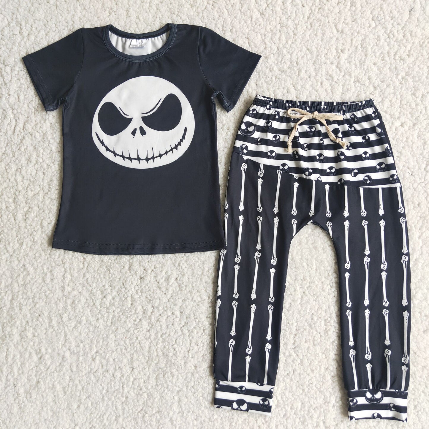 halloween skeleton boys shorts sleeve and long pants sets