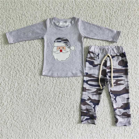 Camo Santa pajamas suit boys long sleeve pants 2 pieces outfits winter sets