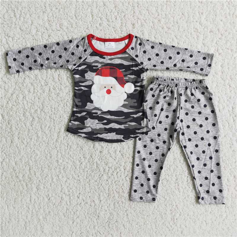 Camo Santa pajamas suit christmas boys outfits winter sets