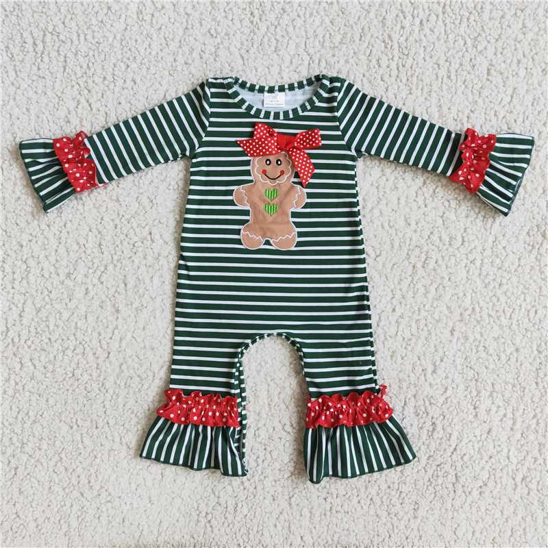 Christmas girls dress matching boys shirt baby rompers gingerbread kids clothes