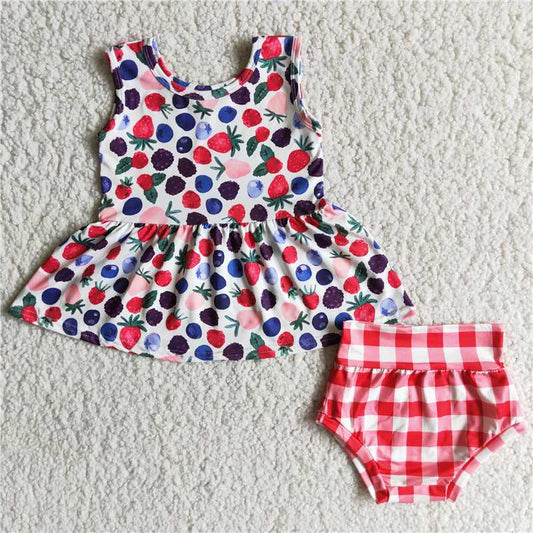 Girls baby bummies sets summer fruit shirt