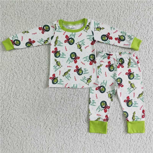 Christmas pajamas suit boys grinch outfits winter sets