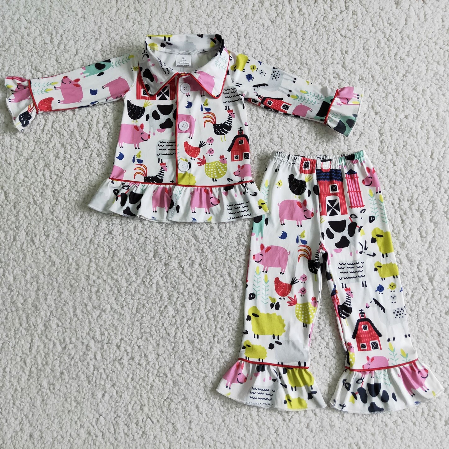 farm 2 pieces girls pajamas sets kids clothes