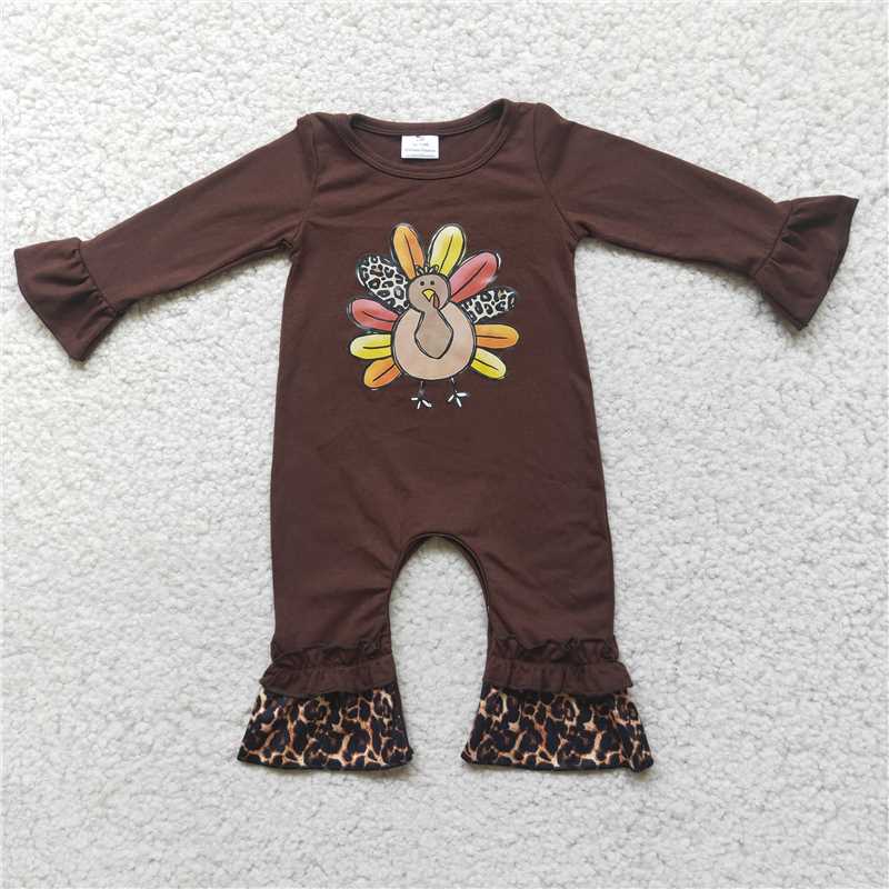 turkey thanksgiving long sleeve girls baby rompers