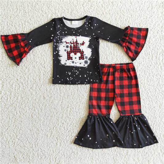 castle shirt and bell pants 2 pieces girls outfits kids clothes