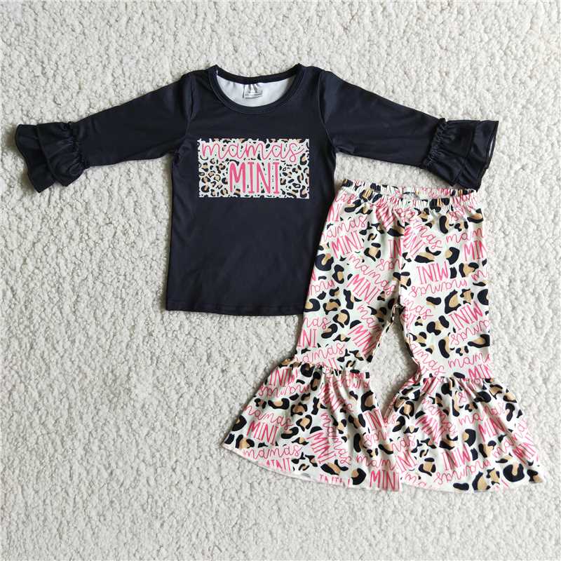 mini top and bell pants 2 pieces girls outfits kids clothes