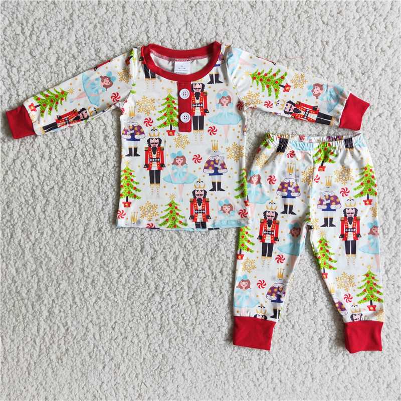 Christmas pajamas suit boys long sleeve pants 2 pieces outfits winter sets