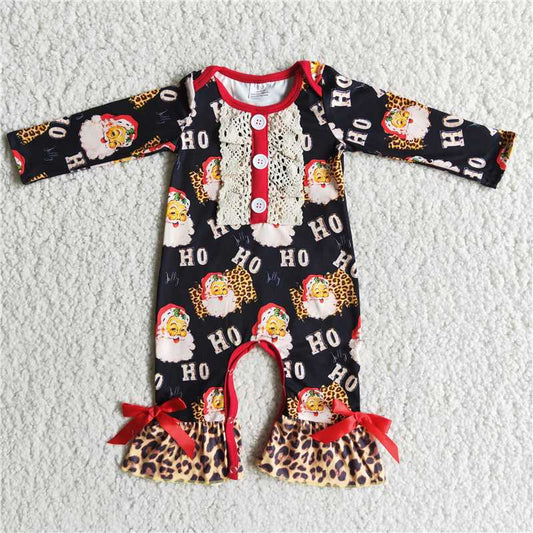 Christmas long sleeve girls baby rompers Santa Claus