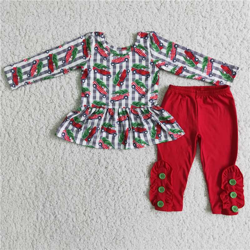 Christmas tree girls outfits 2 pieces winter sets kids clothes