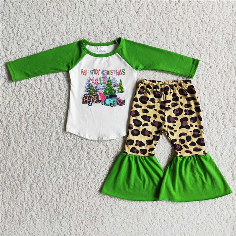 Christmas tree girls outfits 2 pieces winter sets kids clothes