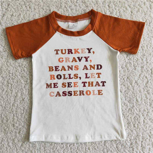 Turkey man boy short sleeve shirt Thanksgiving Day