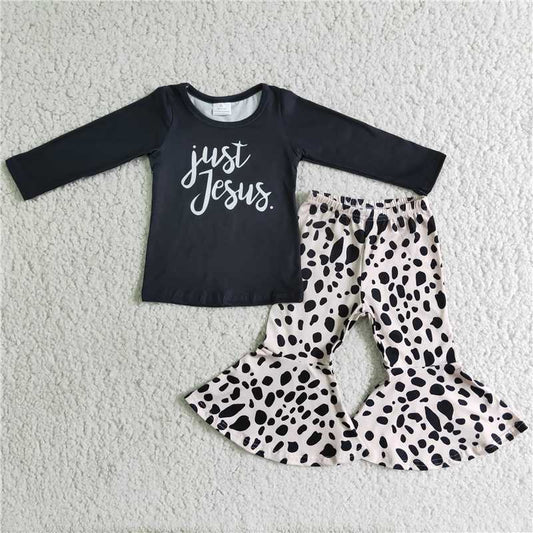 JUST JESUS top and BELL pants 2 pieces girls outfits kids clothes