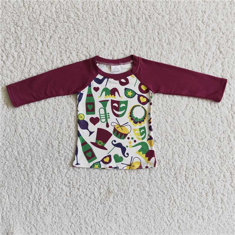 mardi gras boys long sleeve shirt fall spring tops