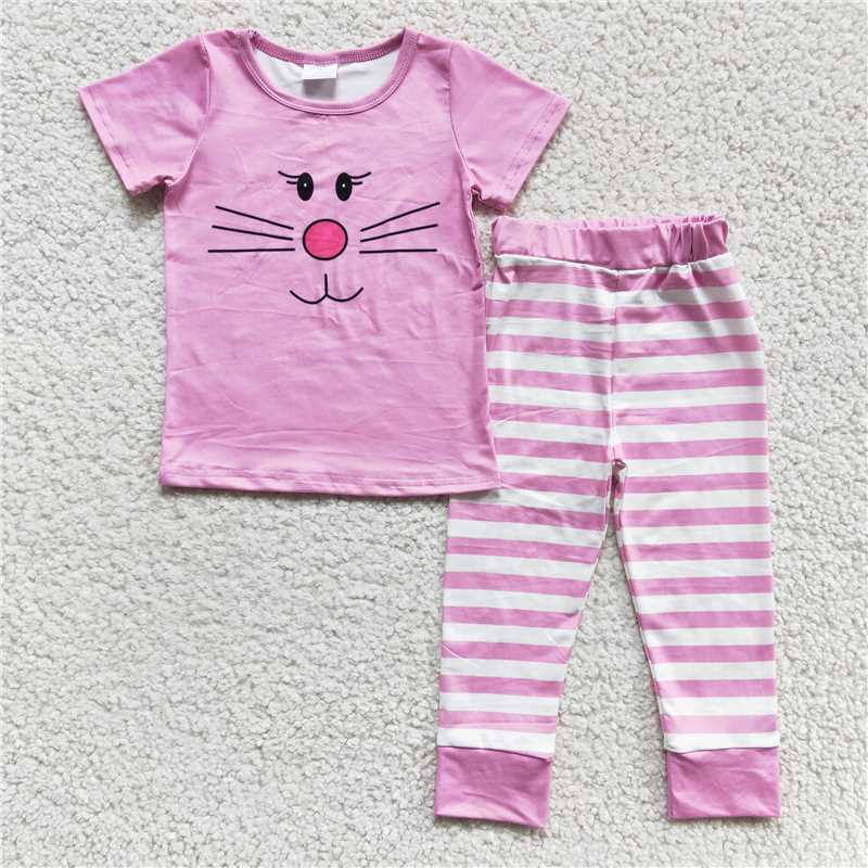 Bunny blue easter boys match girl outfits pajamas sets