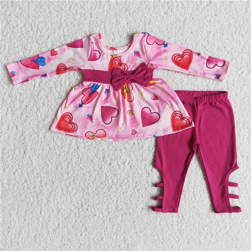 love heart sets happy Valentine's Day Girls Clothes