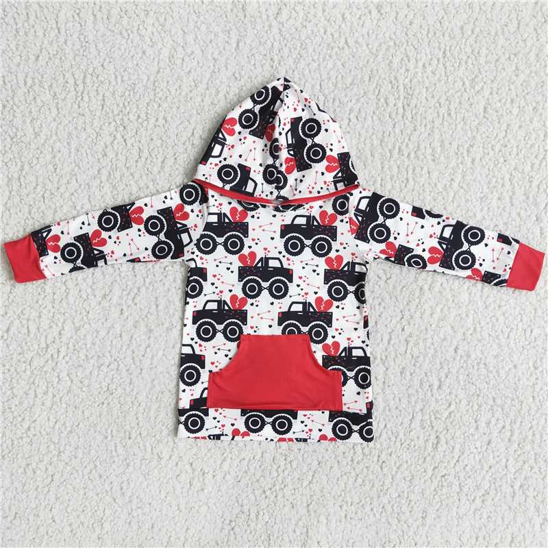 love truck Valentine's Day hoodie top kids clothes hooded top