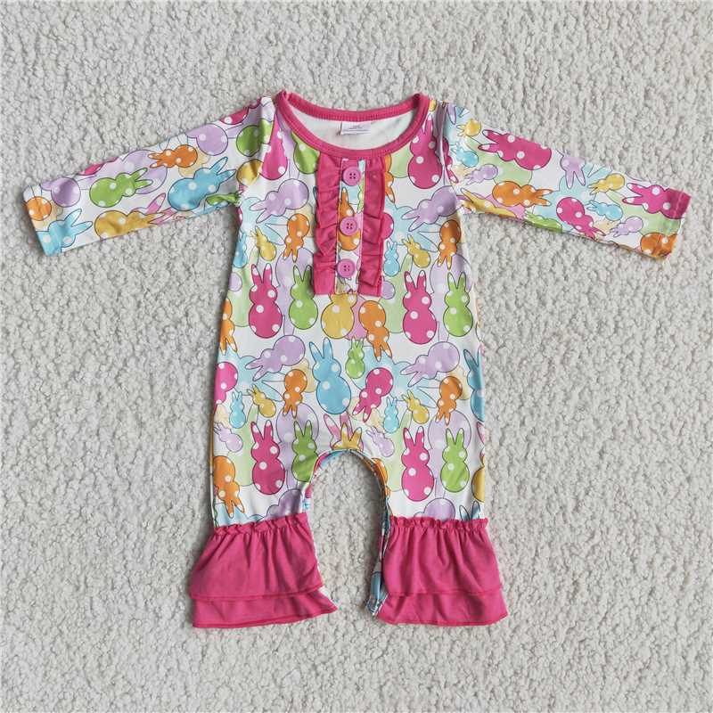 rabbit easter romper Colorful bunny girls jumpsuit