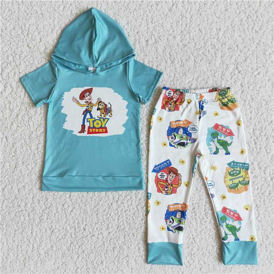 toy hooded boys outfits shorts sleeve shirt and long pants sale sets