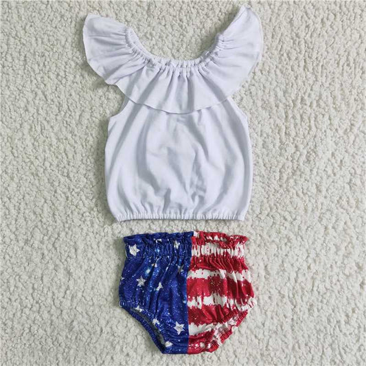 july 4th kids Girls bummies sets