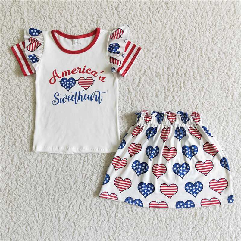 america july 4th girls sets dress suits