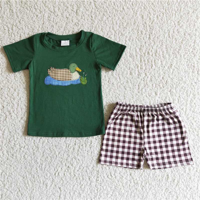 duck boys summer sets short sleeve shirt and shorts 2 pieces suit