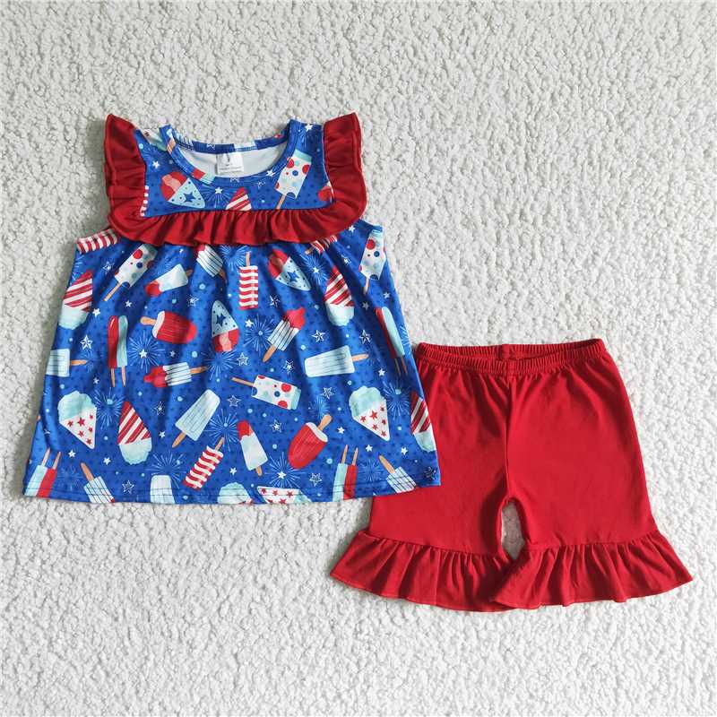 july 4th popsicle boys set match girls set and baby romper