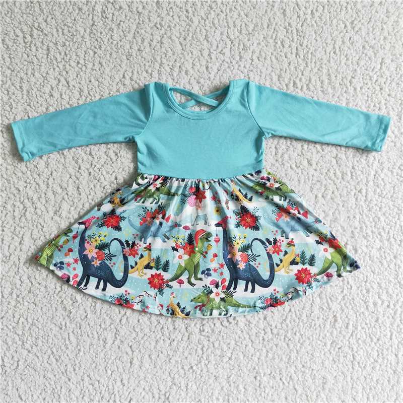 Christmas Dinosaur dress girls skirt KIDS CLOTHES